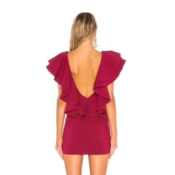 NWT Michael Costello x Revolve Jackson Mini Dress Red Berry (SD2) - Picture 3 of 3